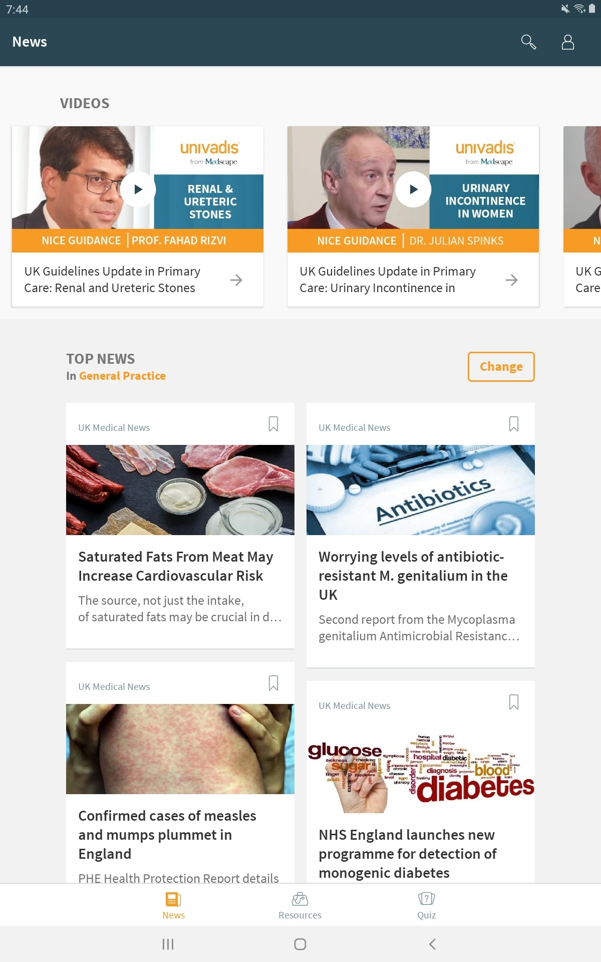 Univadis - Medical news screenshot