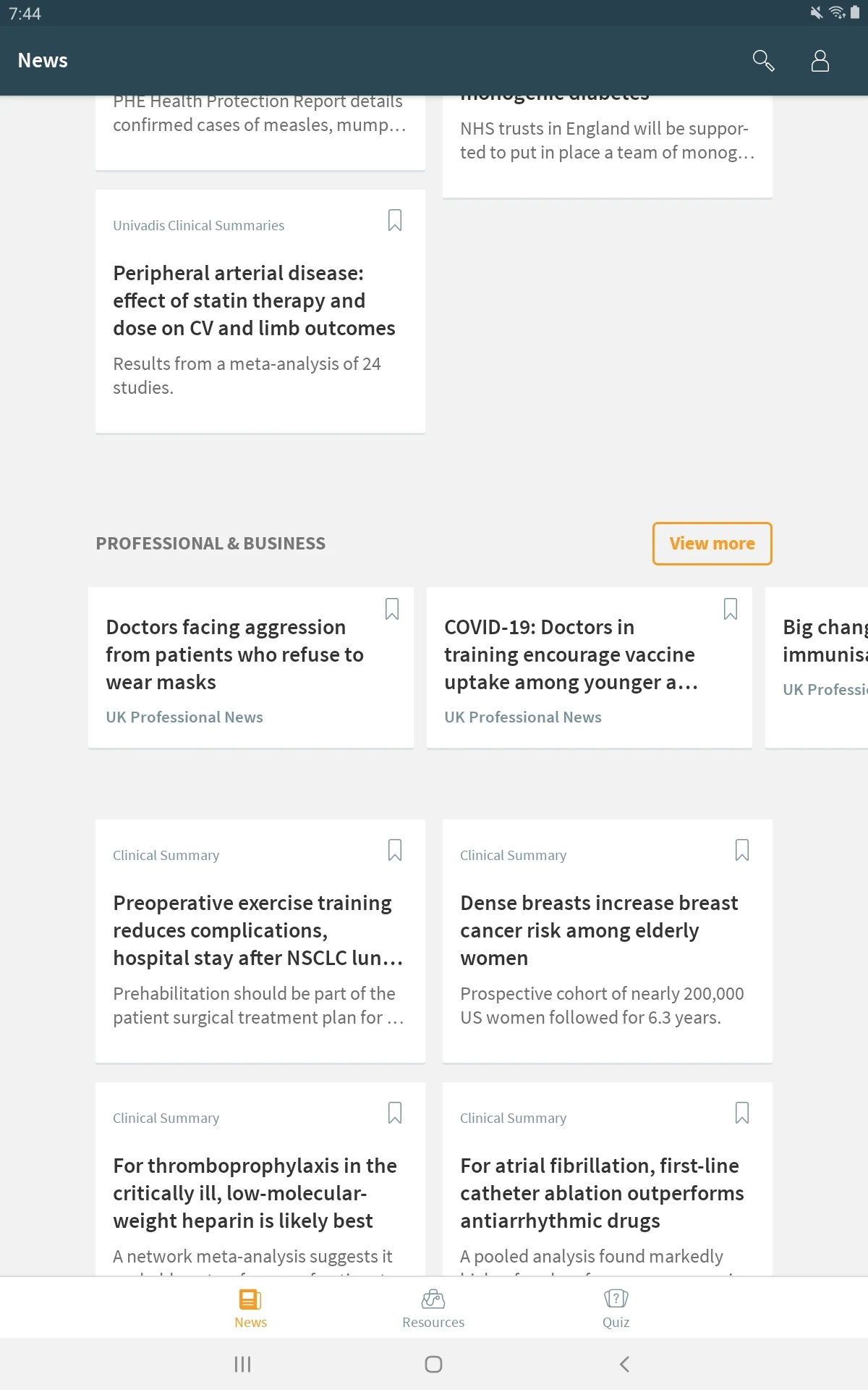 Univadis - Medical news screenshot